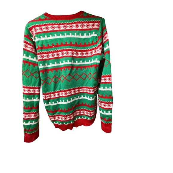 Jolly Sweaters Christmas Cat Ugly Sweater With Festive Knit Patterns & Pom Pom D - Picture 6 of 6